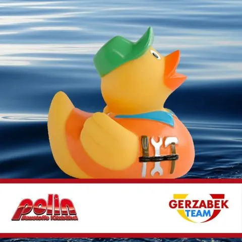Sponsorenente 10 des Entenrennens 2014 mit Sponsorenlogo