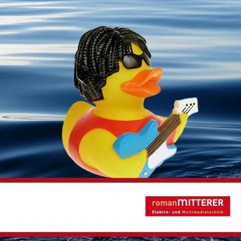 Sponsorenente 13 des Entenrennens 2014 mit Sponsorenlogo