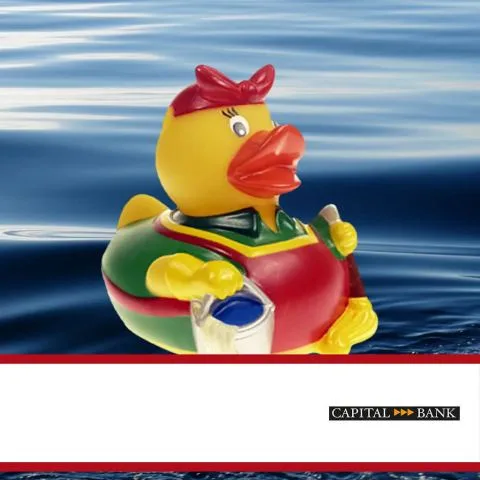 Sponsorenente 15 des Entenrennens 2014 mit Sponsorenlogo