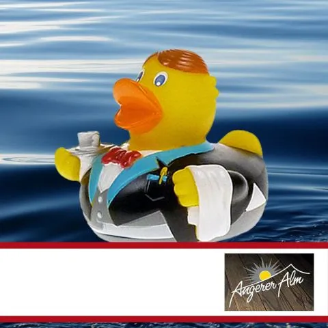 Sponsorenente 26 des Entenrennens 2014 mit Sponsorenlogo