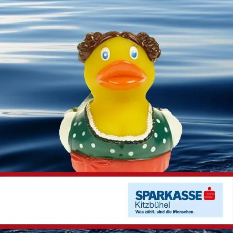 Sponsorenente 31 des Entenrennens 2014 mit Sponsorenlogo