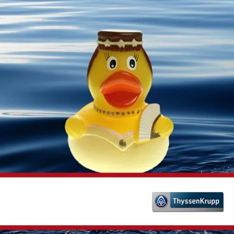 Sponsorenente 35 des Entenrennens 2014 mit Sponsorenlogo