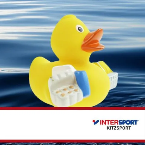 Sponsorenente 8 des Entenrennens 2016 mit Sponsorenlogo