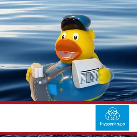Sponsorenente 32 des Entenrennens 2016 mit Sponsorenlogo