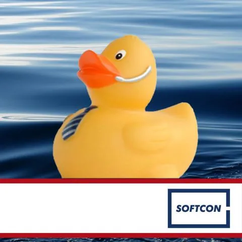 Sponsorenente 33 des Entenrennens 2016 mit Sponsorenlogo