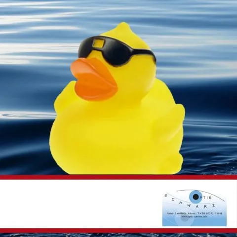 Sponsorenente 35 des Entenrennens 2016 mit Sponsorenlogo